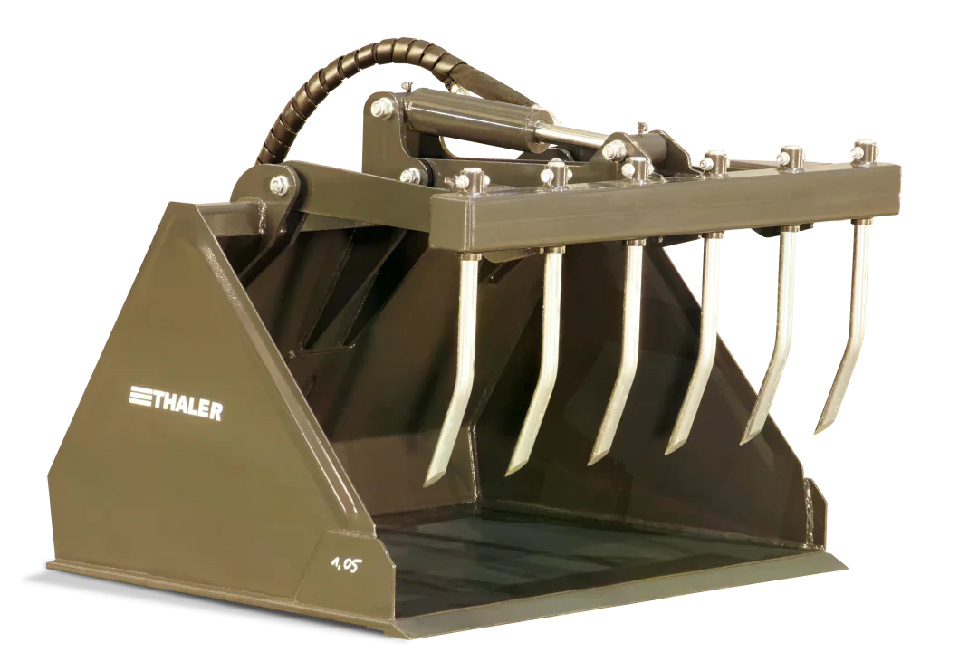 Bucket with hydraulic grabber